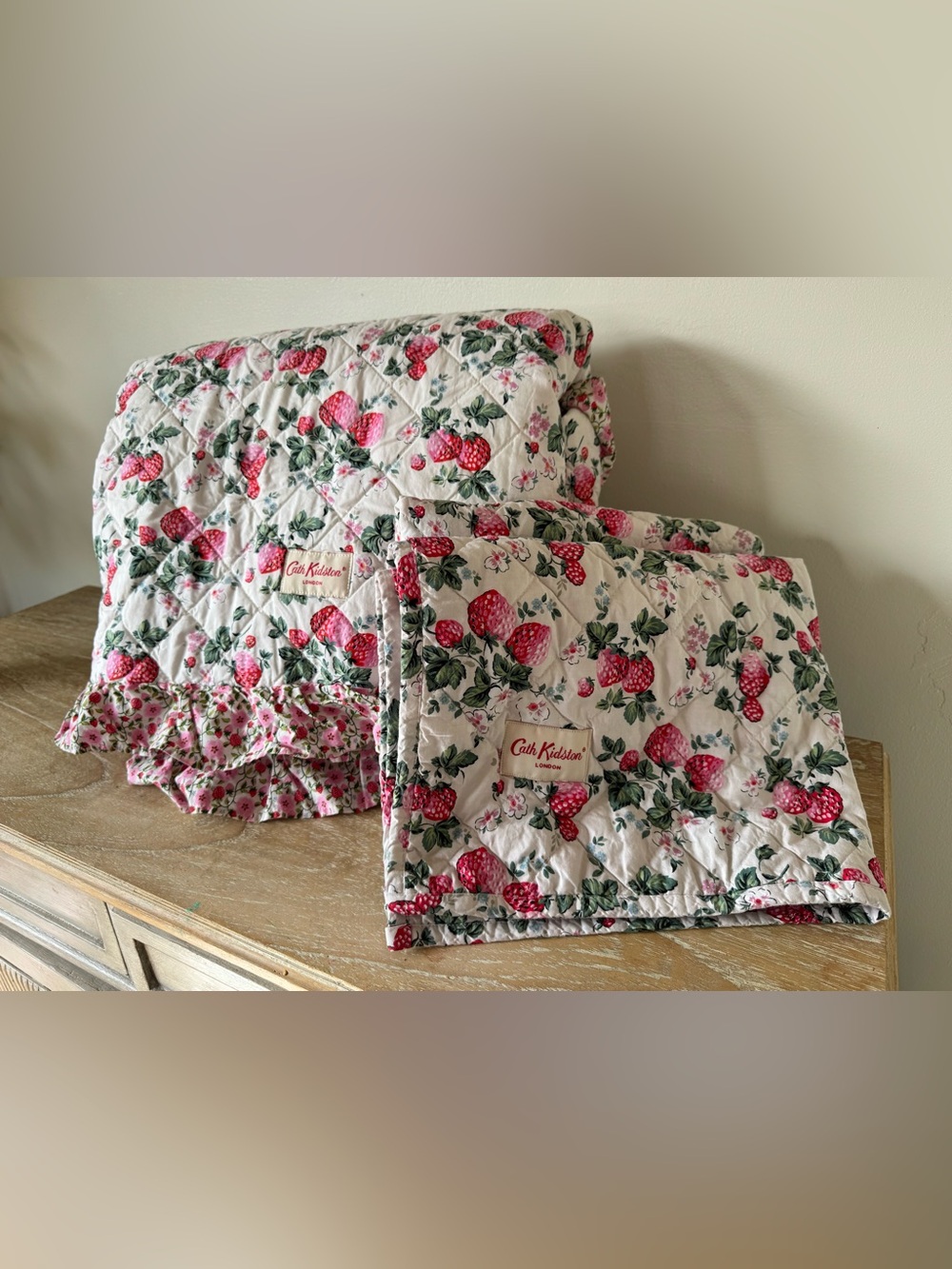 Cath Kidston Pink Strawberry Quilt Set - Floral Patchwork Bedding